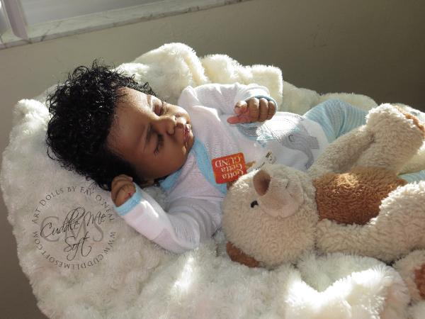 Ethnic Reborn baby boy by Fay O'Neal - www.cuddlemesoft.com